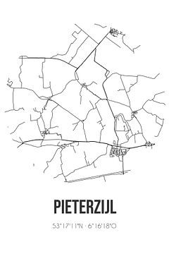 Pieterzijl (Groningen) | Karte | Schwarz und weiß von Rezona