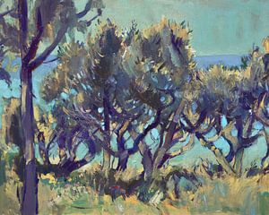 Olive trees by the sea