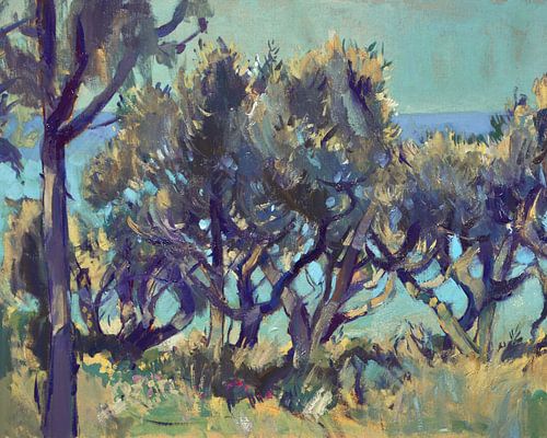 Olive trees by the sea by Nop Briex