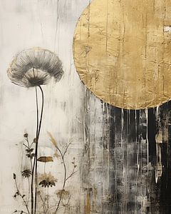 Landschaft im Mixed-Media-Stil mit goldenen Akzenten
