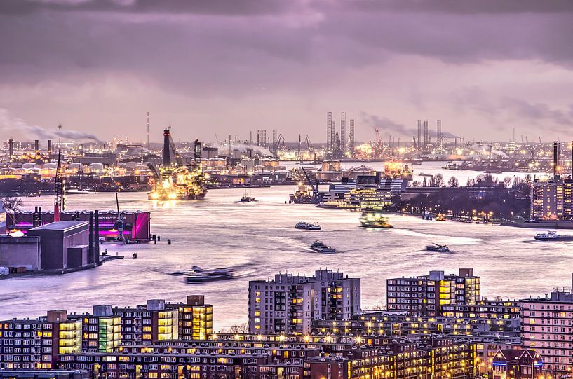 Rotterdam, de stad, de Maas en de haven van Frans Blok