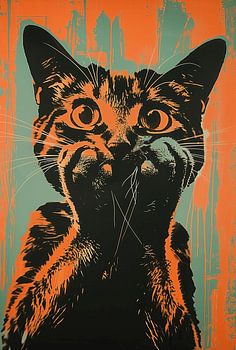 Neugierige Katze in Pop-Art