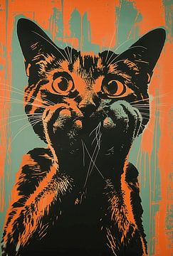 Nieuwsgierige Kat in Pop-Art van Dave