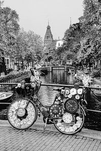 Innere Stadt von Amsterdam Niederlande Schwarz und weiß