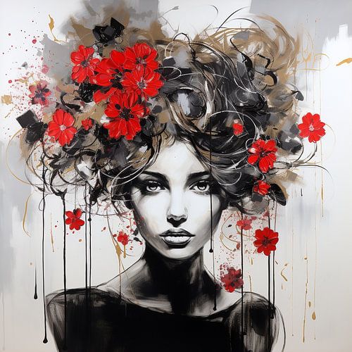 Beauté naturelle avec des fleurs rouges