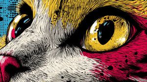Katze mit gelben Augen Popart Intense Focus