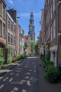 Zicht op de Westertoren in Amsterdam van Peter Bartelings