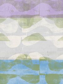 Pastel abstract landscape in powder blue , lavender and sage by Dina Dankers