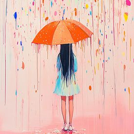 Orangefarbener Regenschirm von Moderne Kollektion