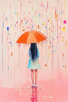 Orangefarbener Regenschirm