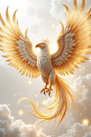 Fantasy Art Wandbild: AURENIX – Der goldene Phönix aus dem Nichts