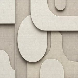 Japandi Art: Mehrschichtiges Flechtwerk aus Leinenbahnen in Sand und Creme
