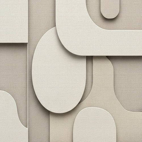 Japandi Art: Mehrschichtiges Flechtwerk aus Leinenbahnen in Sand und Creme