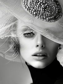 Portrait en noir et blanc inspiré des années 1950 sur Carla Van Iersel