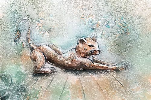 Luipaard strekt zich uit in de jungle