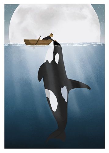 Man And Orca Moonlight