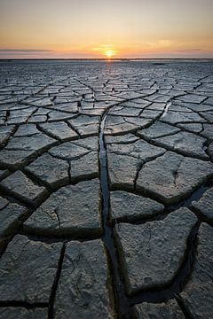 Droogte en oneindigheid op het wad Uithuizen Groningen van Rick Goede