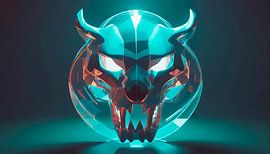 Tiger skull with background pattern