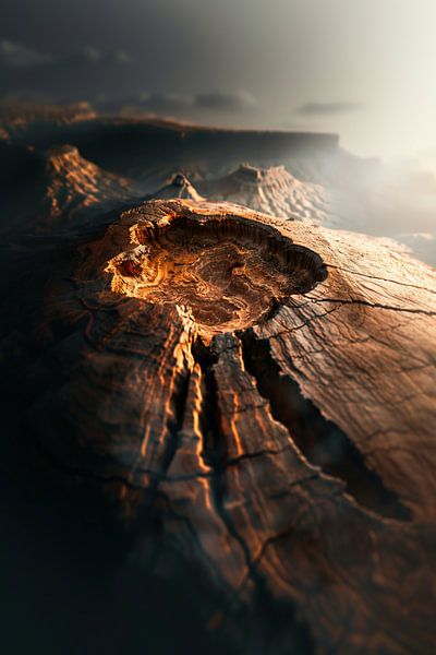 Kraterberg in magisch licht van fernlichtsicht