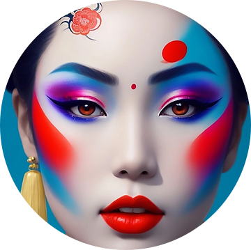 Geisha met extreme makeup een ai gegenereerd beeld. van Brian Morgan