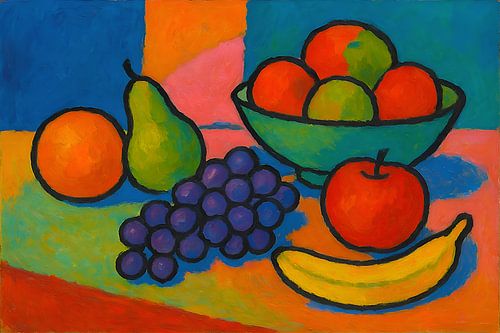 Fruitschaal stilleven schilderij.