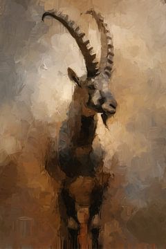 Stately ibex in earth tones by Lauren Wilde