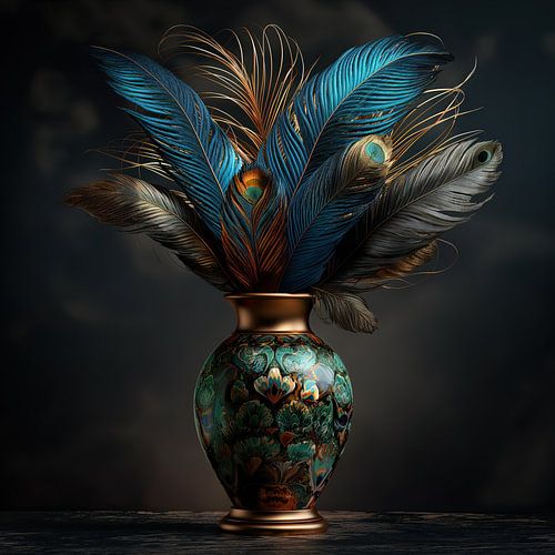 Vaas met exotische veren (12)