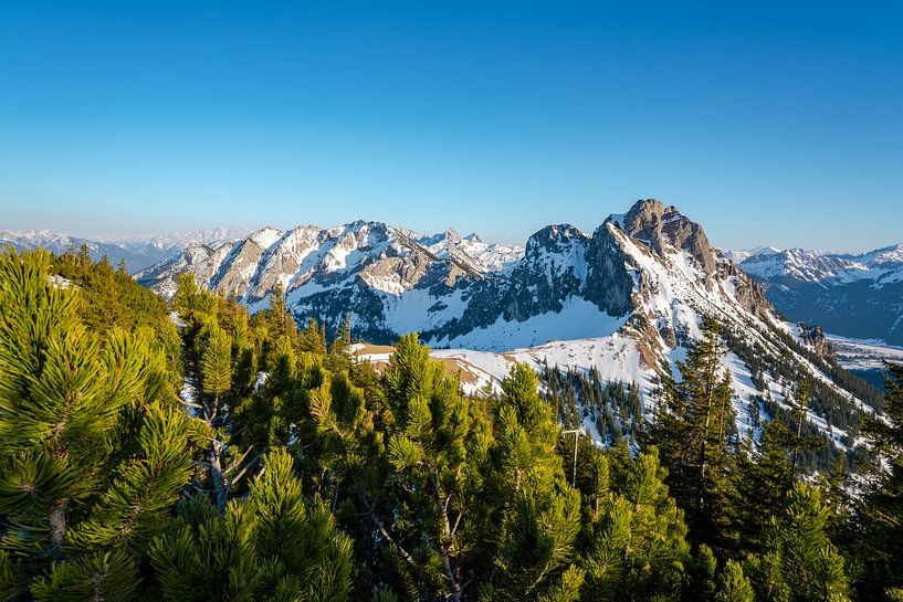 View at Breitenberg towards Tannheimer Berge: Kimpel, Kellenspitze, Rote Früh by Leo Schindzielorz