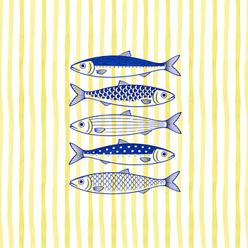 Sunlit Currents: Five Blue Fish