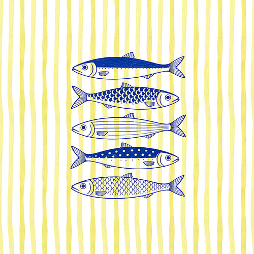 Sunlit Currents: Five Blue Fish