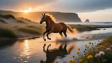 Chevauchée en mer au crépuscule