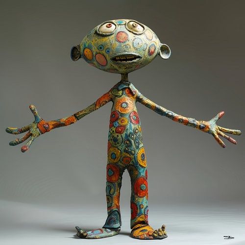 kleurig whimsical poppetje