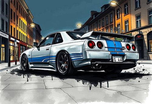 Nissan GT-R R34 - Te hard rijden in Europese stad