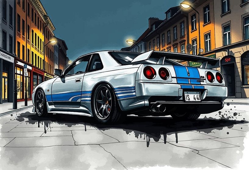Nissan GT-R R34 - Geschwindigkeitsübertretung in einer europäischen Stadt von MIROKKU