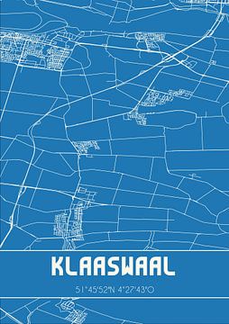 Blauwdruk | Landkaart | Klaaswaal (Zuid-Holland) van Rezona