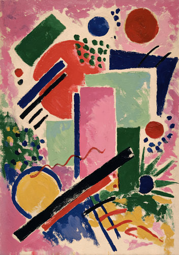 An abstract interplay of colours and geometric shapes