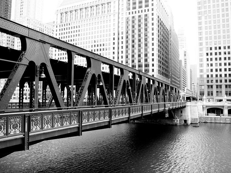 Brug over de Chicago rivier van Bert Broer