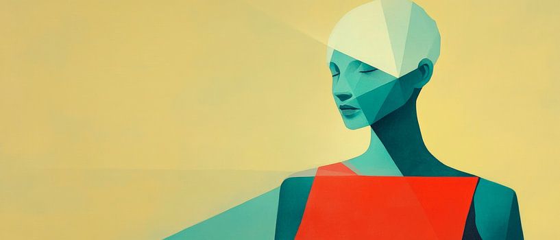 Geometric portrait in soft colours by Poster Art Shop