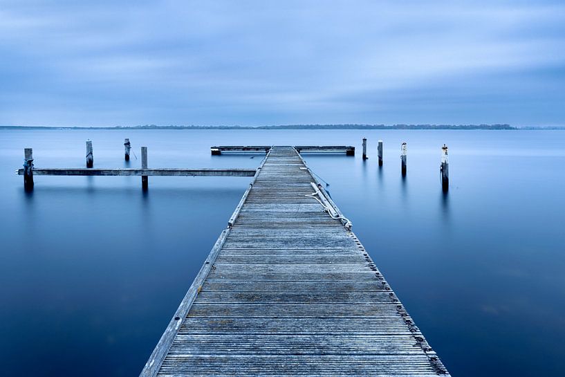 Jetty during the blue hour in Zeeland. by Patrick van Os