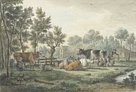 Wei met koeien die gemolken worden, Paulus Constantijn la Fargue van Meesterlijcke Meesters thumbnail