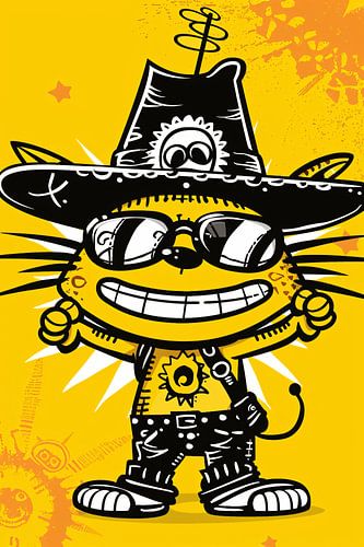 Coole Graffiti Kat met Zonnebril