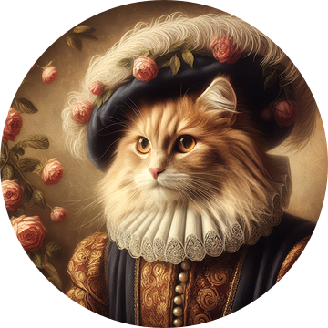 Portret van een kat in renaissance stijl van Ellen Van Loon