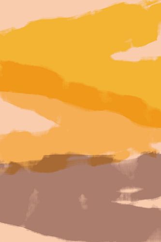 Colorful abstract landscape painting in yellow and taupe