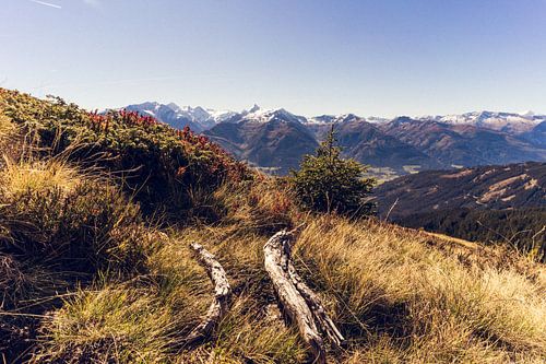 Uitzicht op de oostelijke Alpen bij Saalbach-Hinterglemm