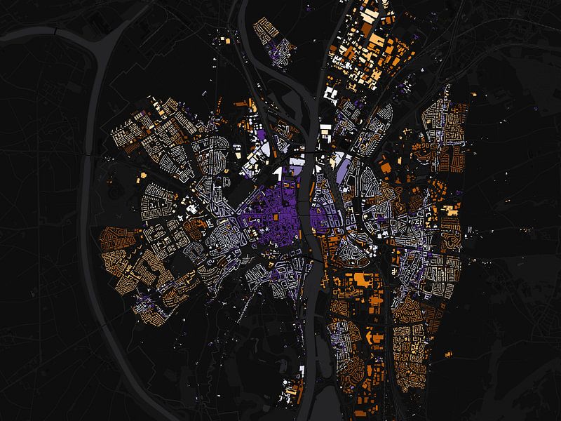 Carte de l'abstrait de Maastricht par Maps Are Art