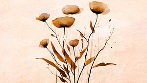 Moderne und abstrakte Japandi Wildblumen