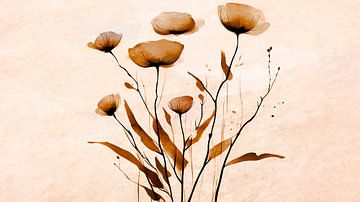 Modern and abstract Japandi wildflowers by Mad Dog Art