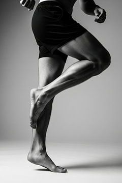 Image monochrome des jambes d'un homme en train de courir