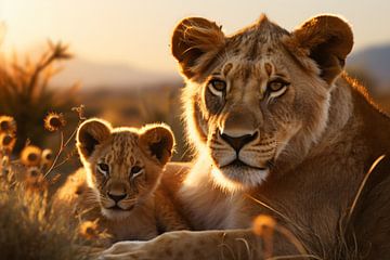 Mother lion with cub #2 by Mathias Ulrich