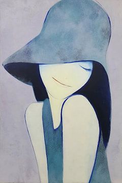Smile Under Blue Hat by ARTEO Paintings